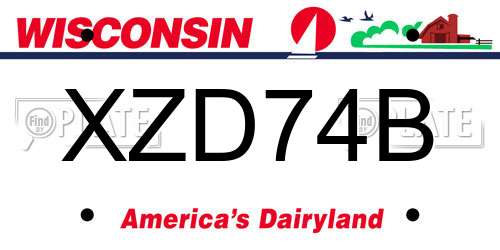 XZD74B Wisconsin License Plate