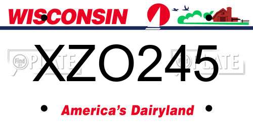 XZO245 Wisconsin License Plate