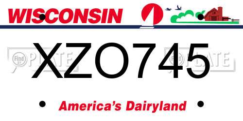 XZO745 Wisconsin License Plate