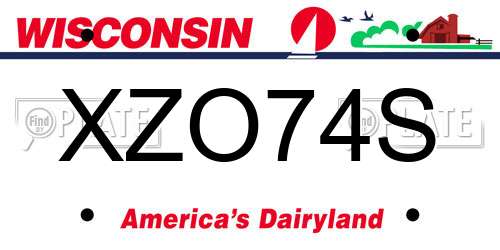 XZO74S Wisconsin License Plate
