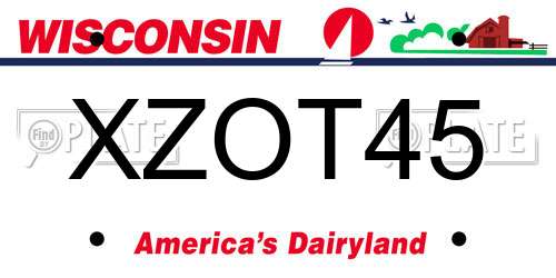 XZOT45 Wisconsin License Plate