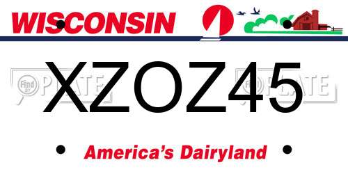 XZOZ45 Wisconsin License Plate