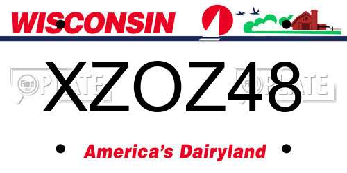 XZOZ48 Wisconsin License Plate