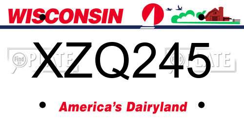 XZQ245 Wisconsin License Plate