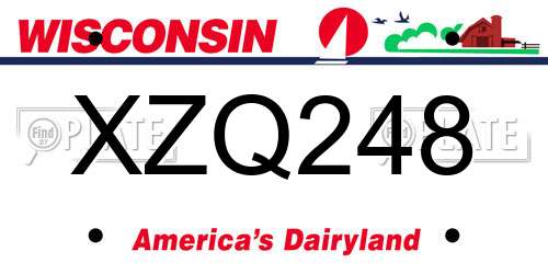 XZQ248 Wisconsin License Plate
