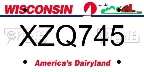 XZQ745 Wisconsin License Plate