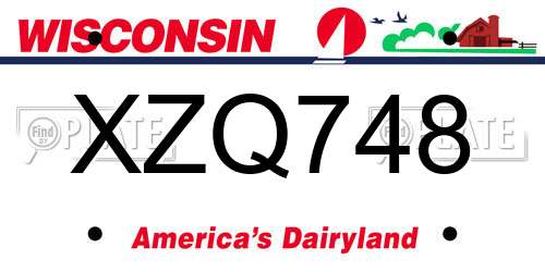 XZQ748 Wisconsin License Plate