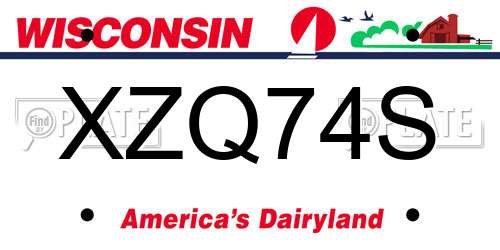 XZQ74S Wisconsin License Plate