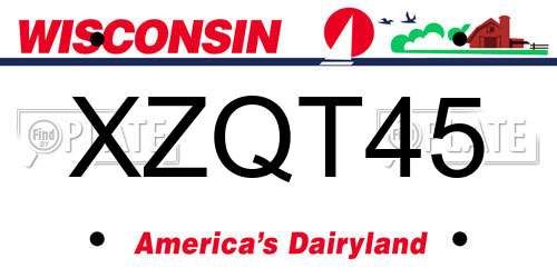 XZQT45 Wisconsin License Plate