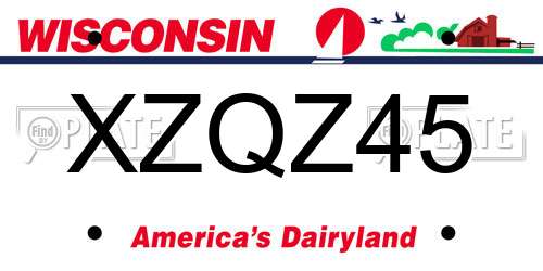 XZQZ45 Wisconsin License Plate