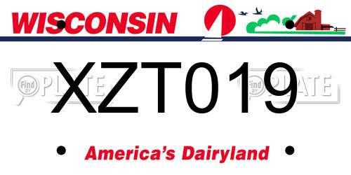 XZT019 Wisconsin License Plate