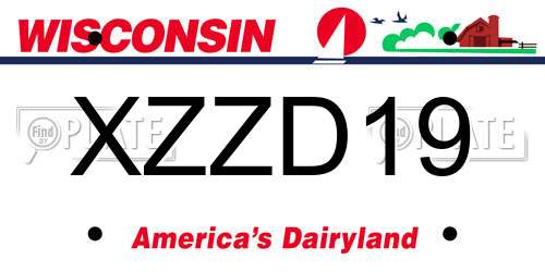 XZZD19 Wisconsin License Plate