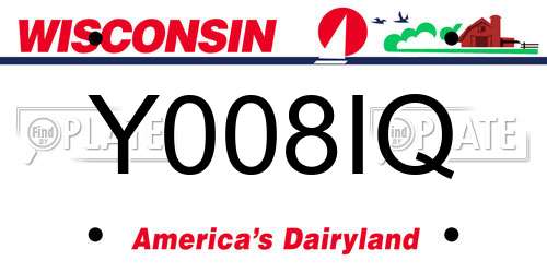 Y008IQ Wisconsin License Plate