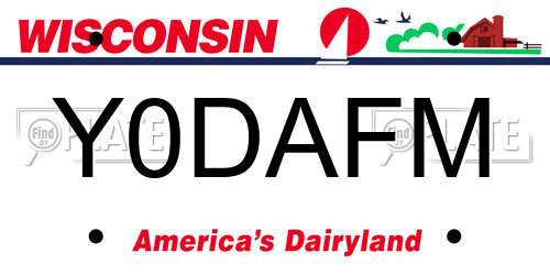 Y0DAFM Wisconsin License Plate