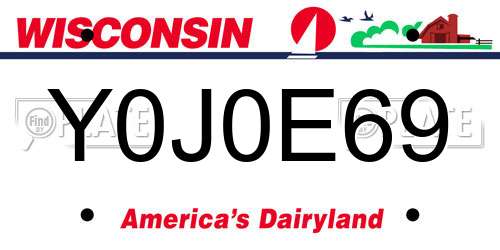Y0J0E69 Wisconsin License Plate
