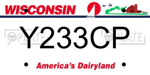 Y233CP Wisconsin License Plate