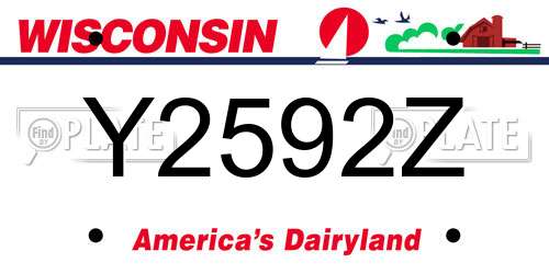Y2592Z Wisconsin License Plate