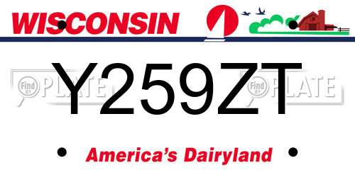 Y259ZT Wisconsin License Plate