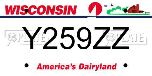 Y259ZZ Wisconsin License Plate