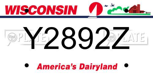 Y2892Z Wisconsin License Plate