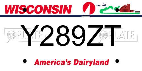 Y289ZT Wisconsin License Plate
