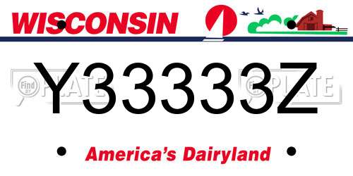 Y33333Z Wisconsin License Plate