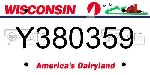 Y380359 Wisconsin License Plate