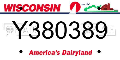 Y380389 Wisconsin License Plate