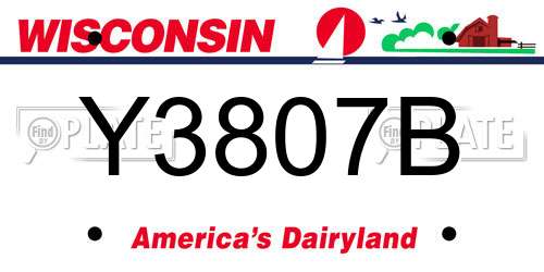 Y3807B Wisconsin License Plate