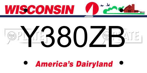 Y380ZB Wisconsin License Plate