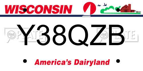 Y38QZB Wisconsin License Plate