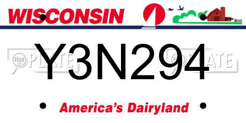 Y3N294 Wisconsin License Plate