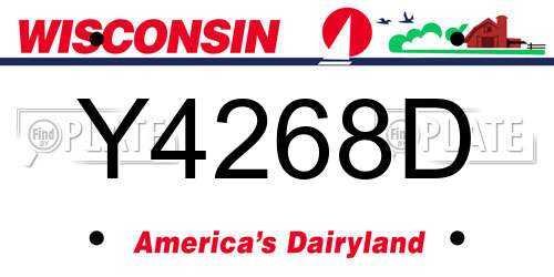 Y4268D Wisconsin License Plate