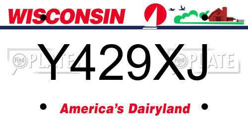 Y429XJ Wisconsin License Plate