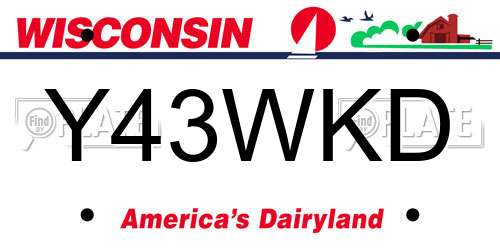Y43WKD Wisconsin License Plate
