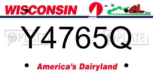 Y4765Q Wisconsin License Plate