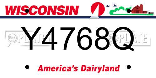 Y4768Q Wisconsin License Plate
