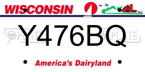 Y476BQ Wisconsin License Plate