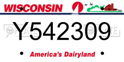 Y542309 Wisconsin License Plate