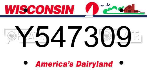 Y547309 Wisconsin License Plate
