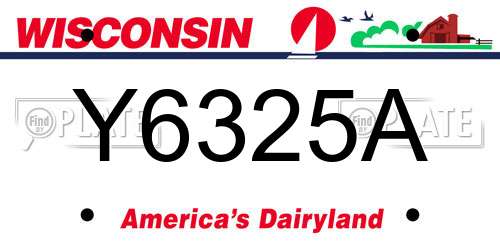 Y6325A Wisconsin License Plate