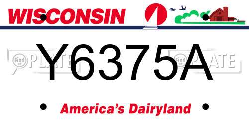 Y6375A Wisconsin License Plate