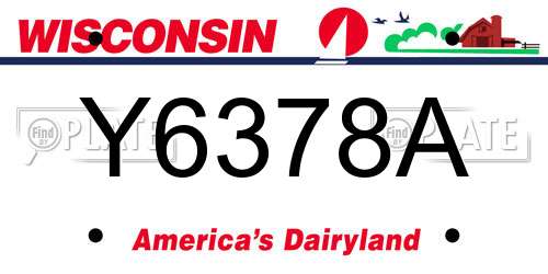 Y6378A Wisconsin License Plate
