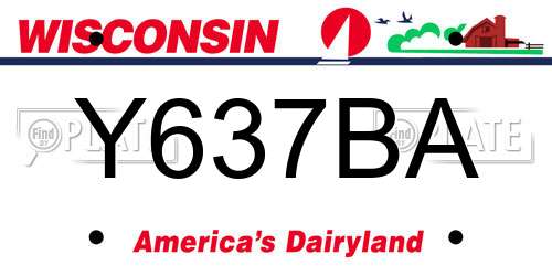 Y637BA Wisconsin License Plate