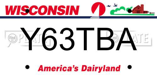 Y63TBA Wisconsin License Plate