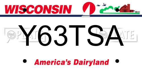 Y63TSA Wisconsin License Plate