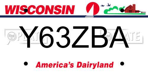 Y63ZBA Wisconsin License Plate