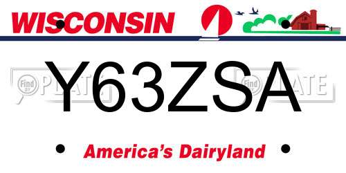 Y63ZSA Wisconsin License Plate