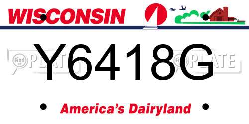 Y6418G Wisconsin License Plate