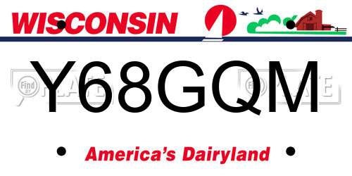 Y68GQM Wisconsin License Plate